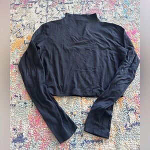 Black Long Sleeve Turtleneck Crop Top